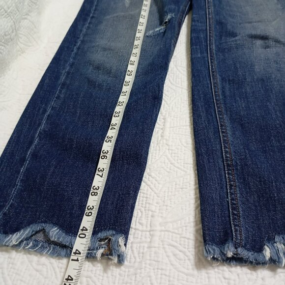 SISLE Jeans Distressed Patched Knee Hole Women's 30W Dark Wash Cuffed Skinny - Picture 14 of 14